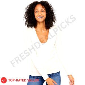 Pure Cashmere V-Neck Cardigan Button Front Long Sleeve Sweater Elegant Classic